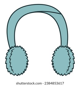 Flat line earmuffs. Vector illustration with winter theme and flat line vector style. Editable vector element.