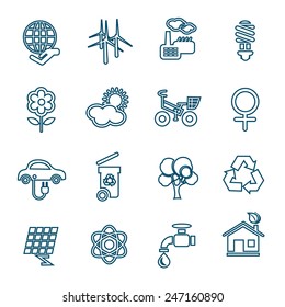 Flat line ecology icons set. Modern design style, vector illustration, isolated on the white background