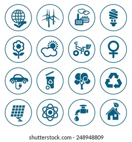 Flat line ecology icons set. Modern design style, vector illustration, isolated on the white background