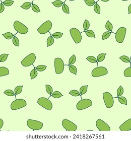 Flat line ecology seamless pattern. Suitable for backgrounds, wallpapers, fabrics, textiles, wrapping papers, printed materials, and many more. Editable vector.
