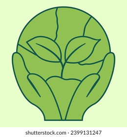 Flat line ecology. Vector illustration with sustainability theme and flat line vector style. Editable vector element.