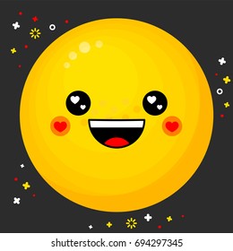 Flat line emoji icon. Emoticon icon for websites and mobile websites and apps. Happy in love icon.