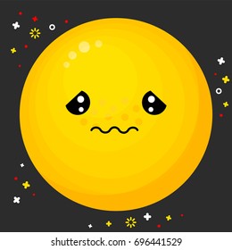 Flat line emoji icon. Emoticon for websites and mobile websites and apps. Super very sad icon.