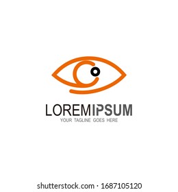 Flat line eye icon design template