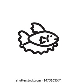 flat line fish icon. Logo element illustration. fish design. vector eps 10 . fish concept. Can be used in web and mobile . 