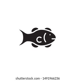 flat line fish icon. Logo element illustration. fish design. vector eps 10 . fish concept. Can be used in web and mobile . 