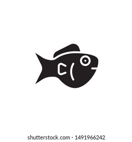 flat line fish icon. Logo element illustration. fish design. vector eps 10 . fish concept. Can be used in web and mobile . 