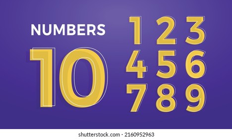 Flat line font. Latin, alphabet, best, Cute, modern, Vector, trendy, Editable figures numbers