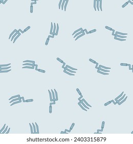 Flat line garden hand fork seamless pattern. Suitable for backgrounds, wallpapers, fabrics, textiles, wrapping papers, printed materials, and many more. Editable vector.