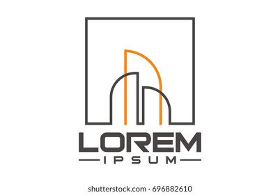 flat line geometric flat architecture logo