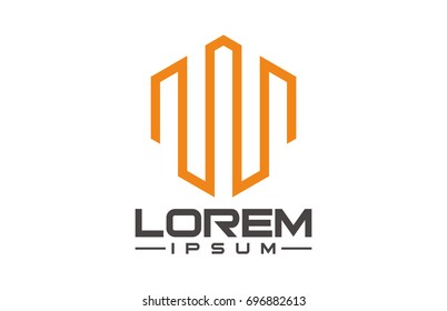 flat line geometric flat architecture logo