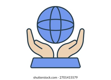 Icono de Asistencia global de línea plana que simboliza la asistencia, la unidad y la solidaridad en todo el mundo. Vector editable apto para proyectos humanitarios, comunitarios y benéficos