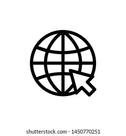 flat line globe icon symbol sign, logo template, vector, eps 10