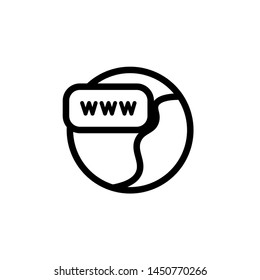 flat line globe icon symbol sign, logo template, vector, eps 10
