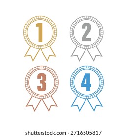 flat line gold silver bronze medals