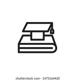flat line graduation cap with book icon. Logo element illustration. university design. vector eps 10 . academic educate concept. Can be used in web and mobile . 