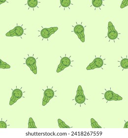 Flat line green energy seamless pattern. Suitable for backgrounds, wallpapers, fabrics, textiles, wrapping papers, printed materials, and many more. Editable vector.