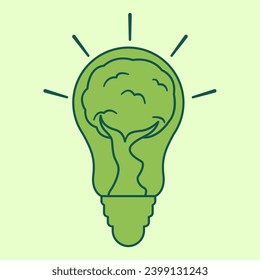 Flat line green energy. Vector illustration with sustainability theme and flat line vector style. Editable vector element.