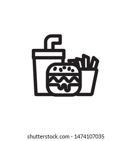 flat line hamburger, fries, and drink icon. Logo element illustration. hamburger, fries, and drink design. vector eps 10 . hamburger, fries, and drink concept. Can be used in web and mobile . 
