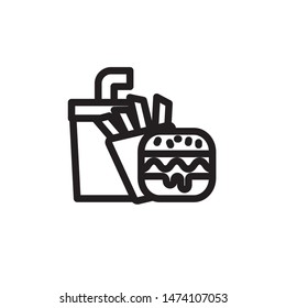 flat line hamburger, fries, and drink icon. Logo element illustration. hamburger, fries, and drink design. vector eps 10 . hamburger, fries, and drink concept. Can be used in web and mobile . 