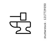 Flat Line Hammer and Anvil Icon