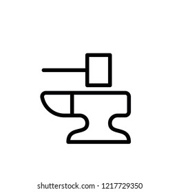 Flat Line Hammer and Anvil Icon