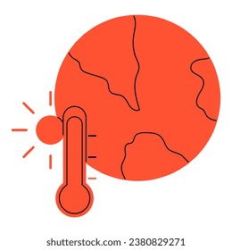 Flat line heat wave. Vector illustration with natural disaster theme and flat line vector style. Editable vector.