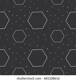 flat line hexagon pattern vector
