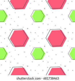 flat line hexagon pattern vector