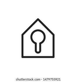 flat line house key icon. Logo element illustration. house key design. vector eps 10 . house key concept. Can be used in web and mobile . thickness can be adjusted