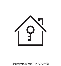 flat line house key icon. Logo element illustration. house key design. vector eps 10 . house key concept. Can be used in web and mobile . thickness can be adjusted