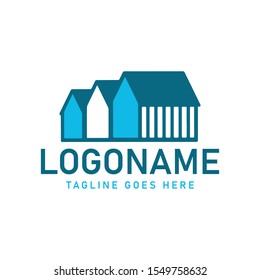 flat line house logo illustration for real estate, Vila or hotel or guest house, vector graphic template with editable eps 10 file