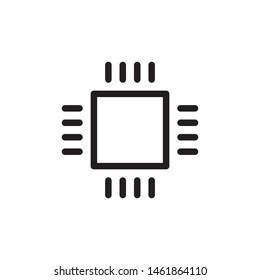 Flat Line Ic, Processor, Microchip Computer Brain Icon Symbol Sign, Logo Template, Vector, Eps 10