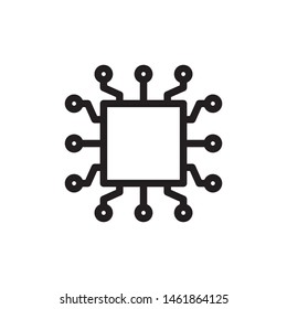 flat line ic, processor, microchip computer brain icon symbol sign, logo template, vector, eps 10