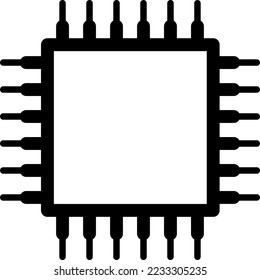 flat line ic, processor, microchip computer brain icon symbol sign, logo template, vector on white background..eps
