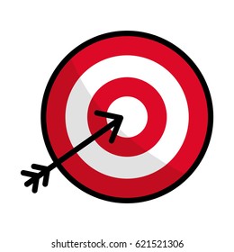 flat line icon arrow hitting a target
