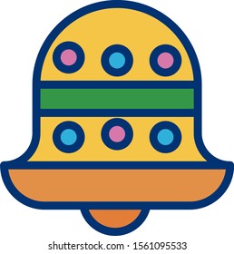 flat line icon of bell in vector design