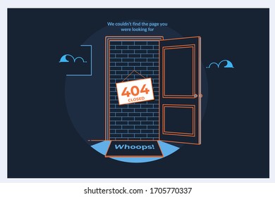 Flat line icon concept of 404 Error Page or File not found icon.Line vector illustration
