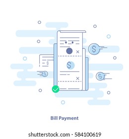 Flat line icon concept of invoice, bill illustration, modern light vector design