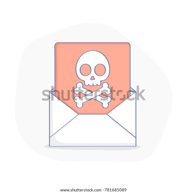 Flat Line Icon Concept Malicious Software Stock Vector (Royalty Free