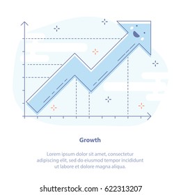 Flat line icon concept of Success, Growth or Increase. Happy Growing up schedule. Isolated vector illustration 