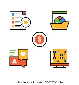 Flat Line Icon design with flat color for business related strategy. 