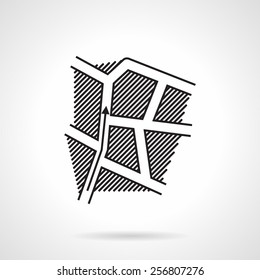 Flat line icon for direction map or plan for paintball on white background.