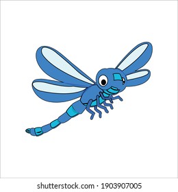 Flat Line Icon Dragonfly Animal Design