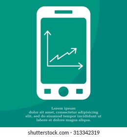 Flat line icon of graph