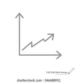 Flat line icon of graph