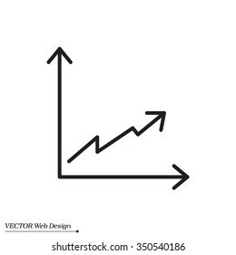 Flat line icon of graph