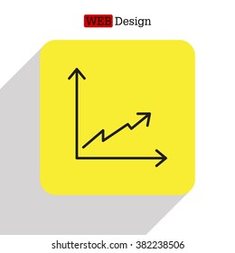 Flat line icon of graph
