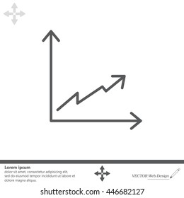 Flat line icon of graph