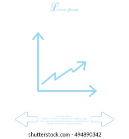Flat line icon of graph